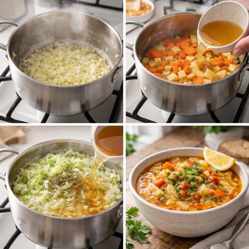 Cooking steps for cabbage soup