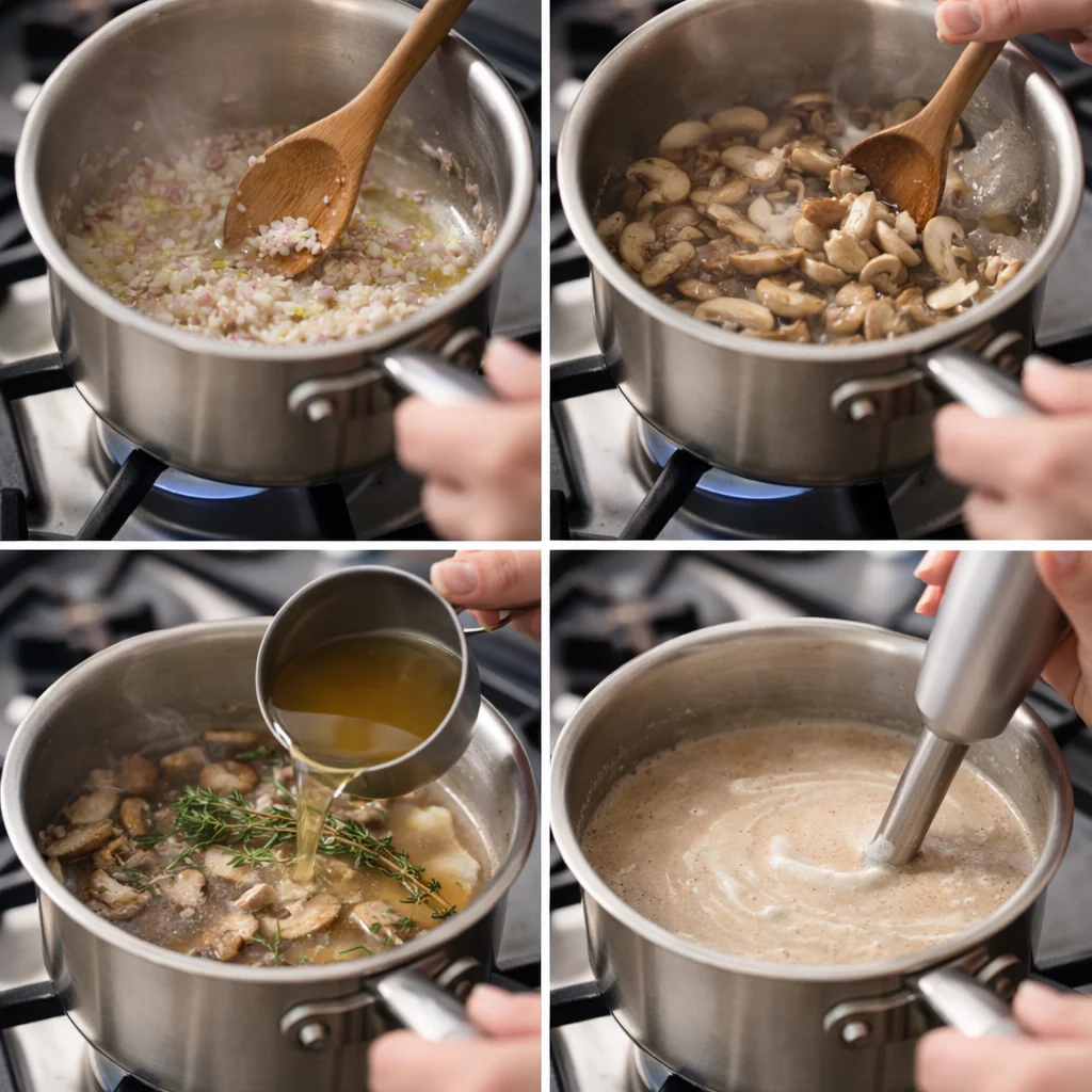 Cooking steps for cream of mushroom soup