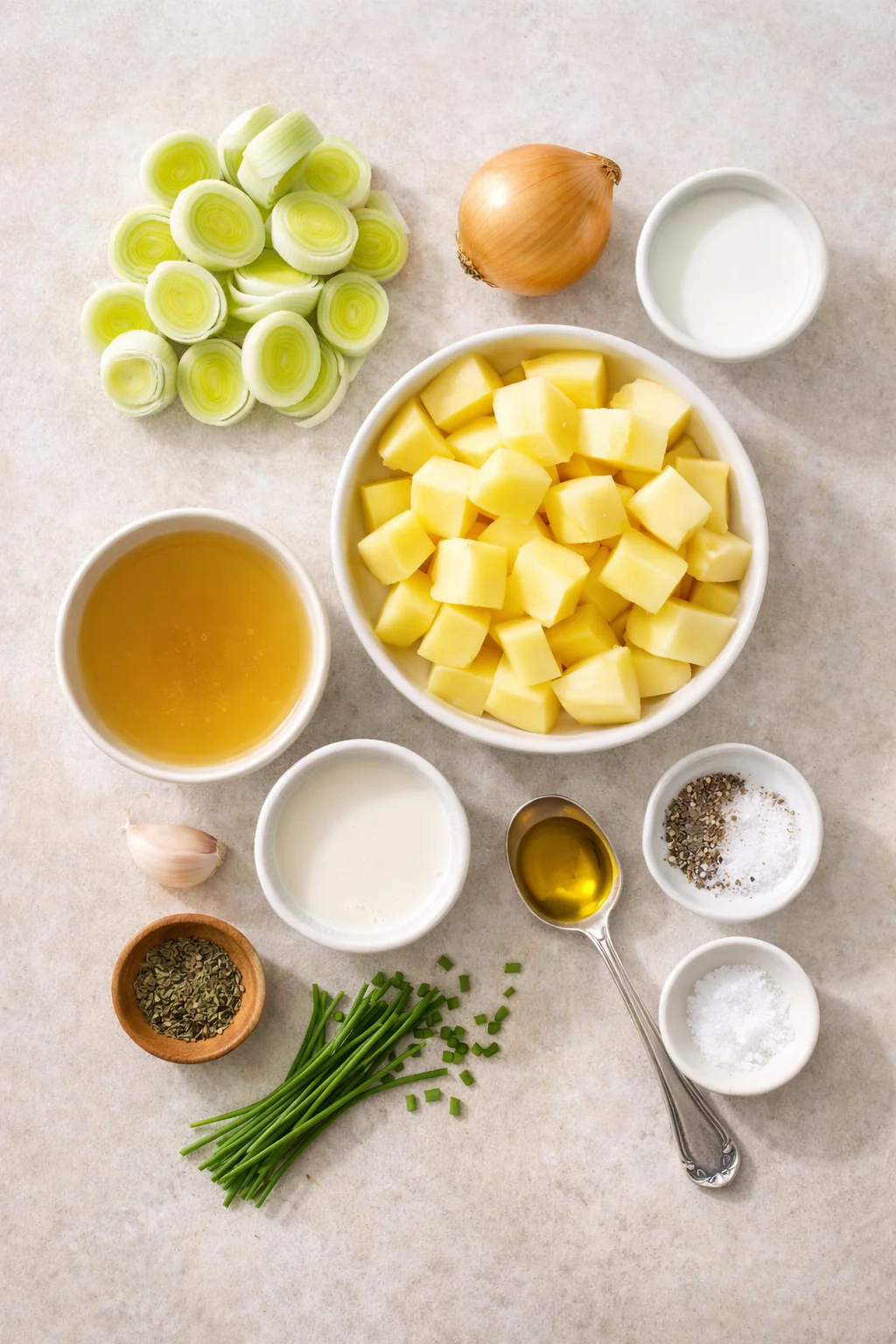 Ingredients for potato leek soup