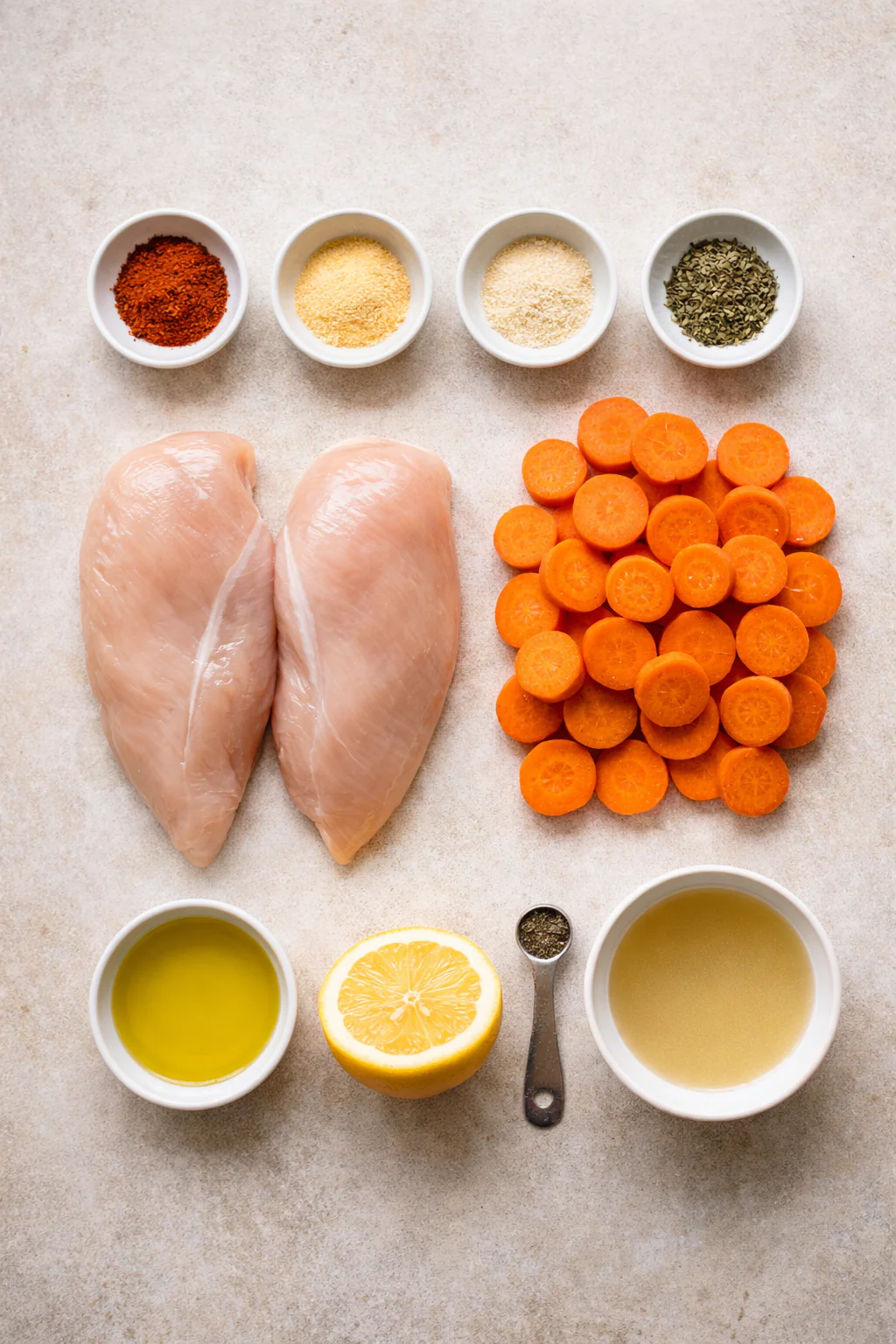 Ingredients for low sodium baked chicken with carrots