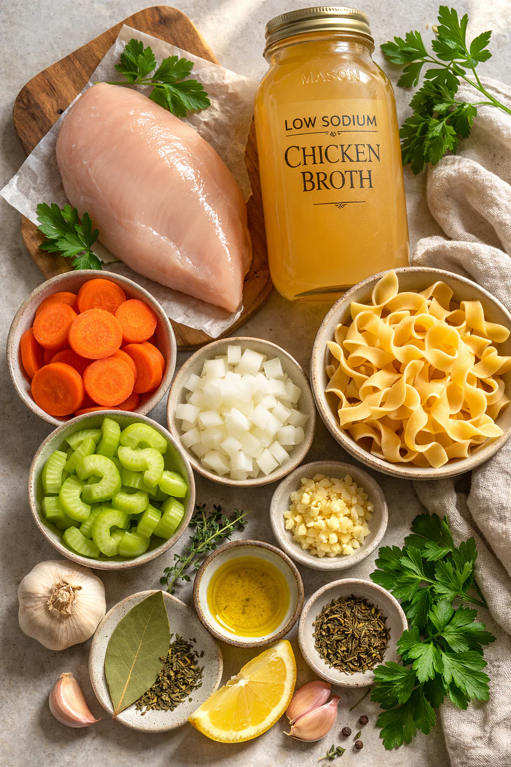 Ingredients for low sodium chicken noodle soup