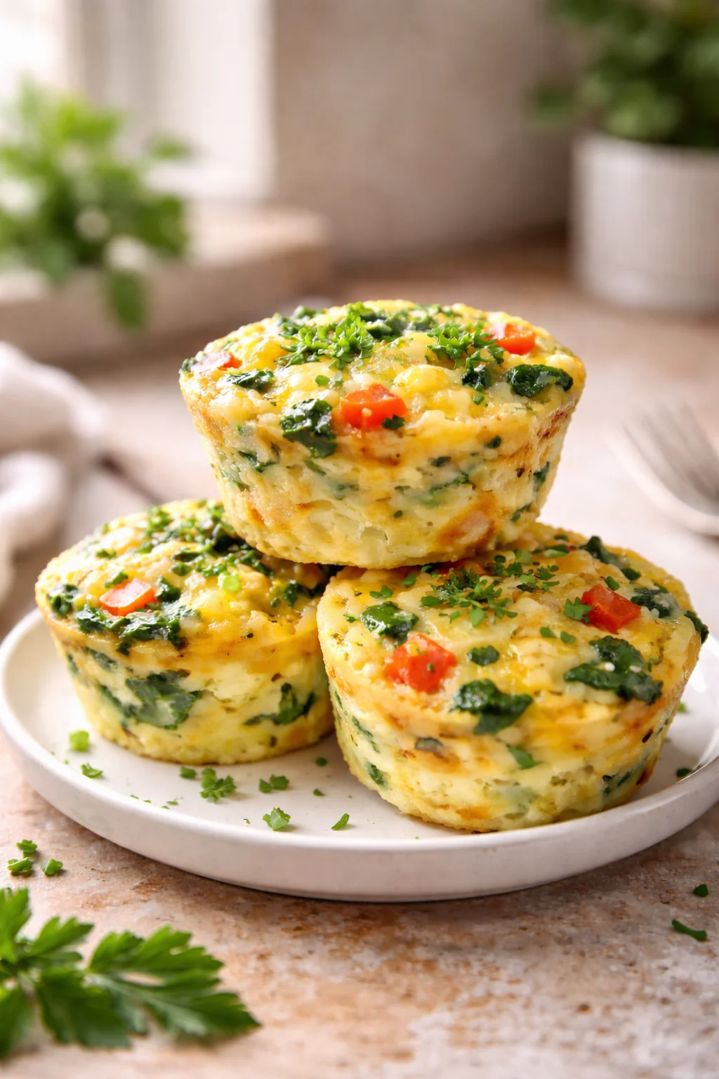 Low sodium egg breakfast muffins on a plate
