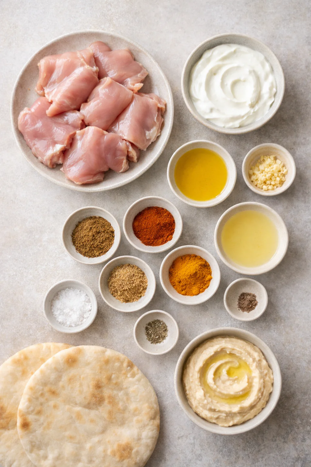 Ingredients for oven chicken shawarma