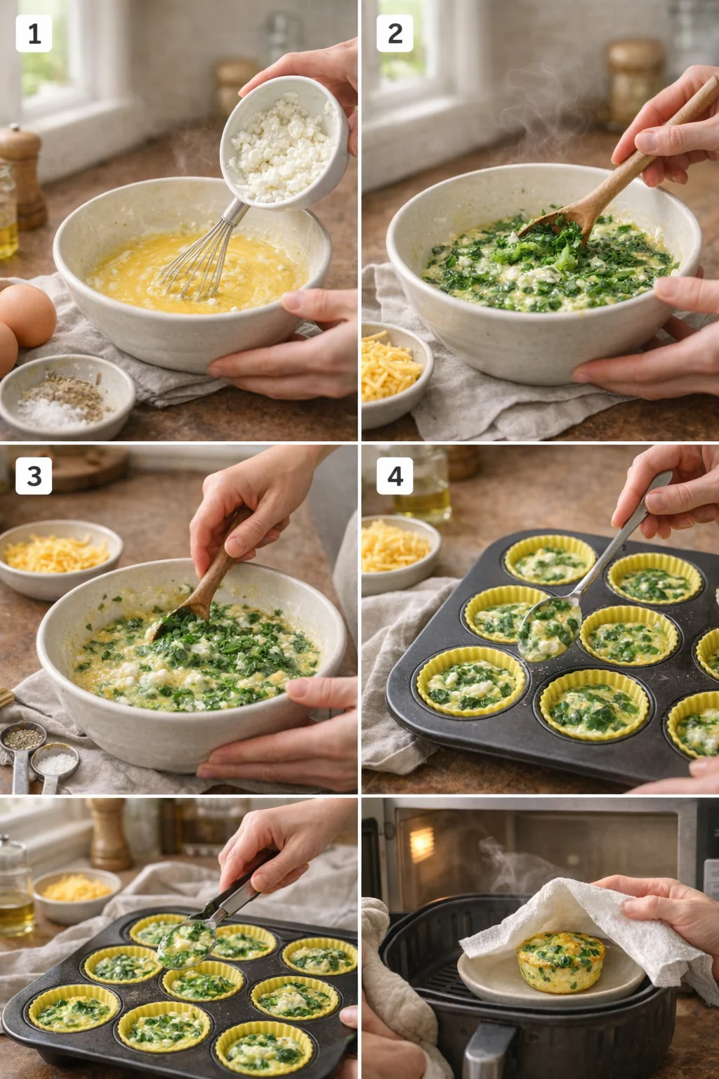Step by step baking of egg muffins