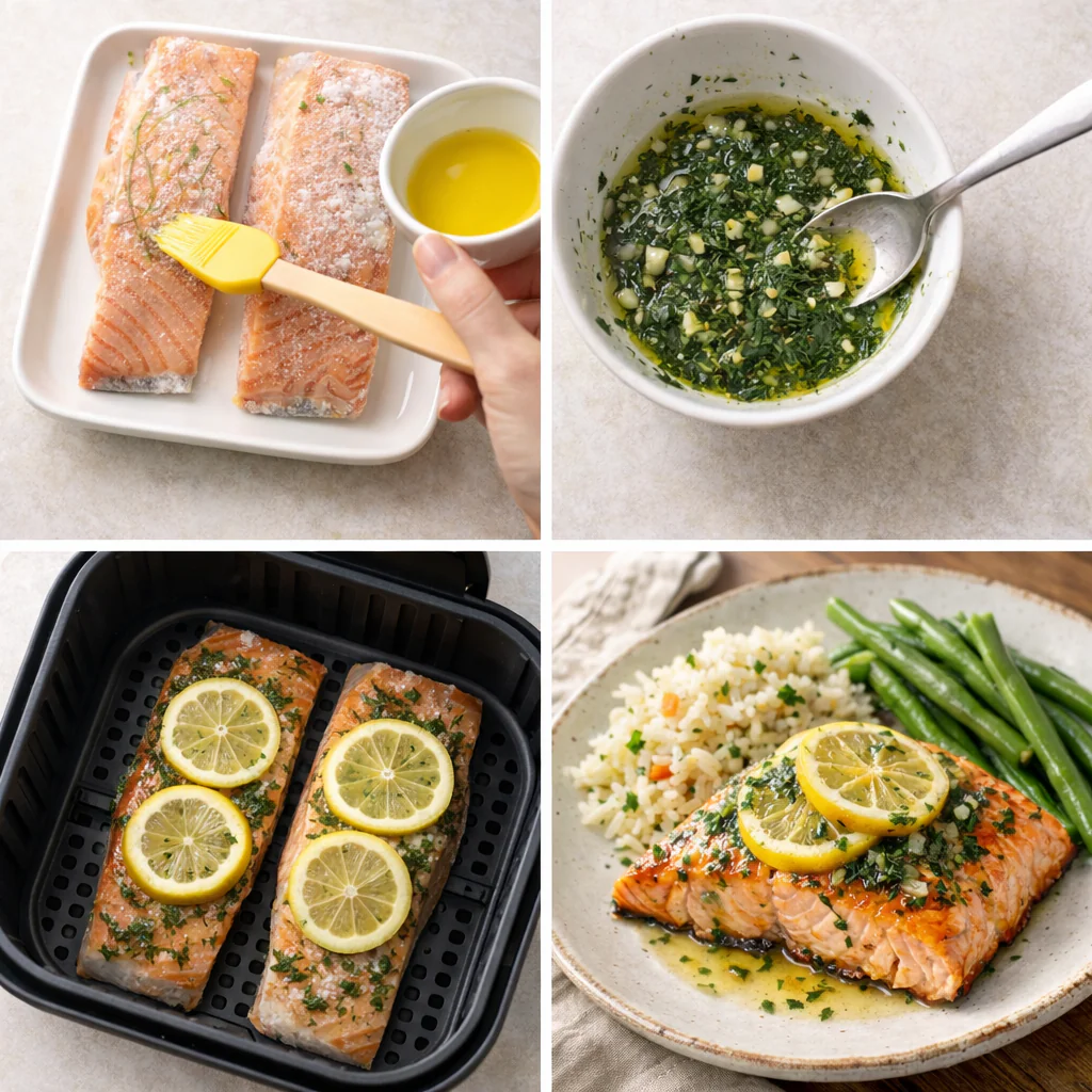 Air fryer cooking steps for frozen salmon