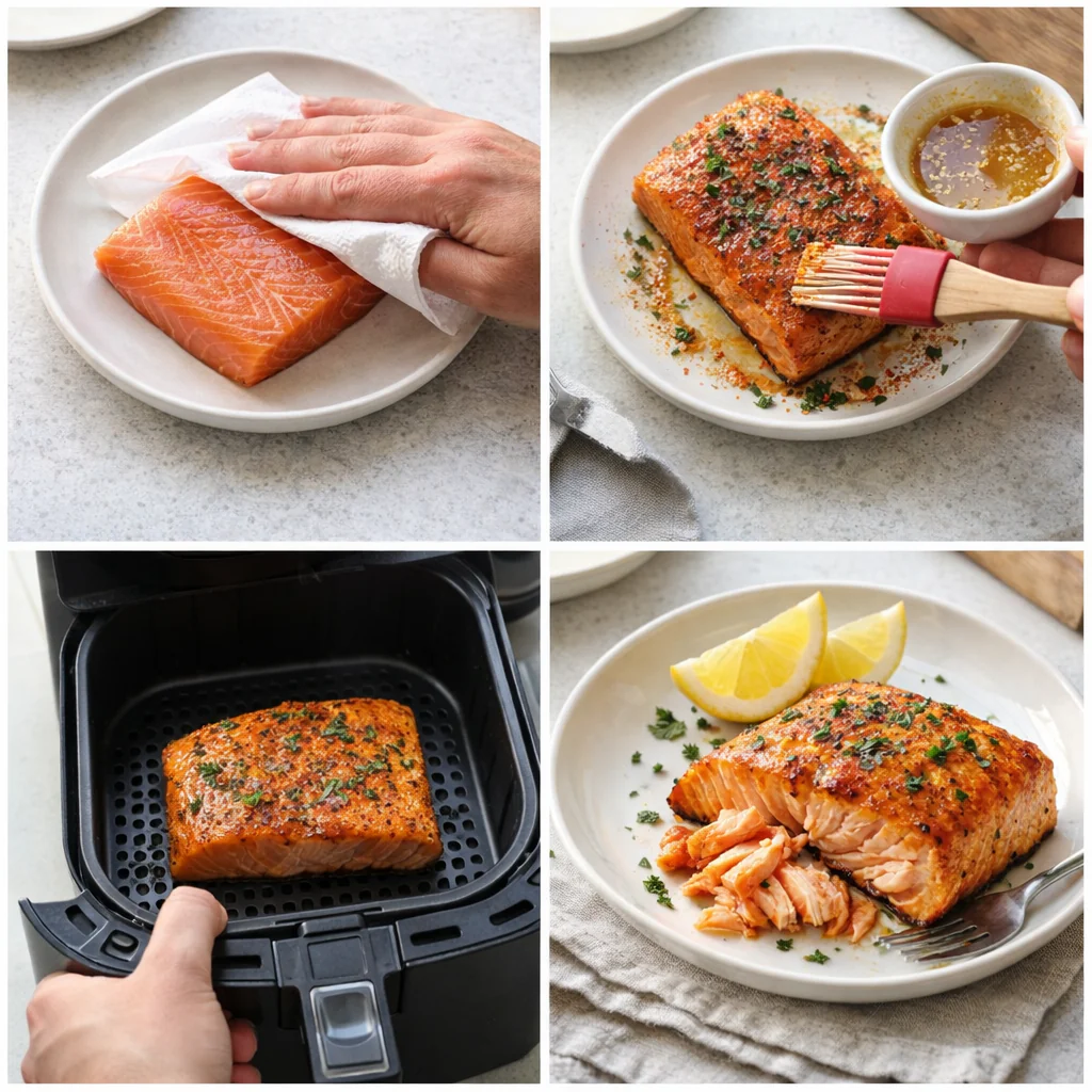 Preparation of salmon before placing in air fryer