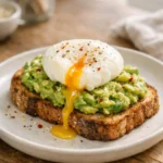 avocado toast with egg on plate