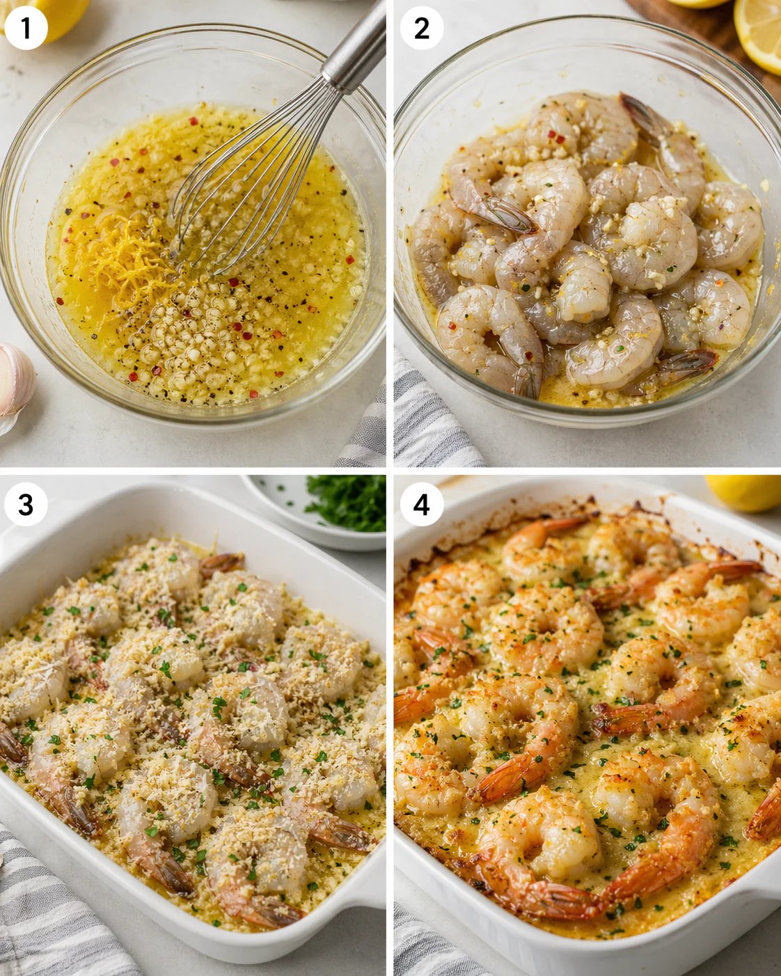 Shrimp being baked with parmesan