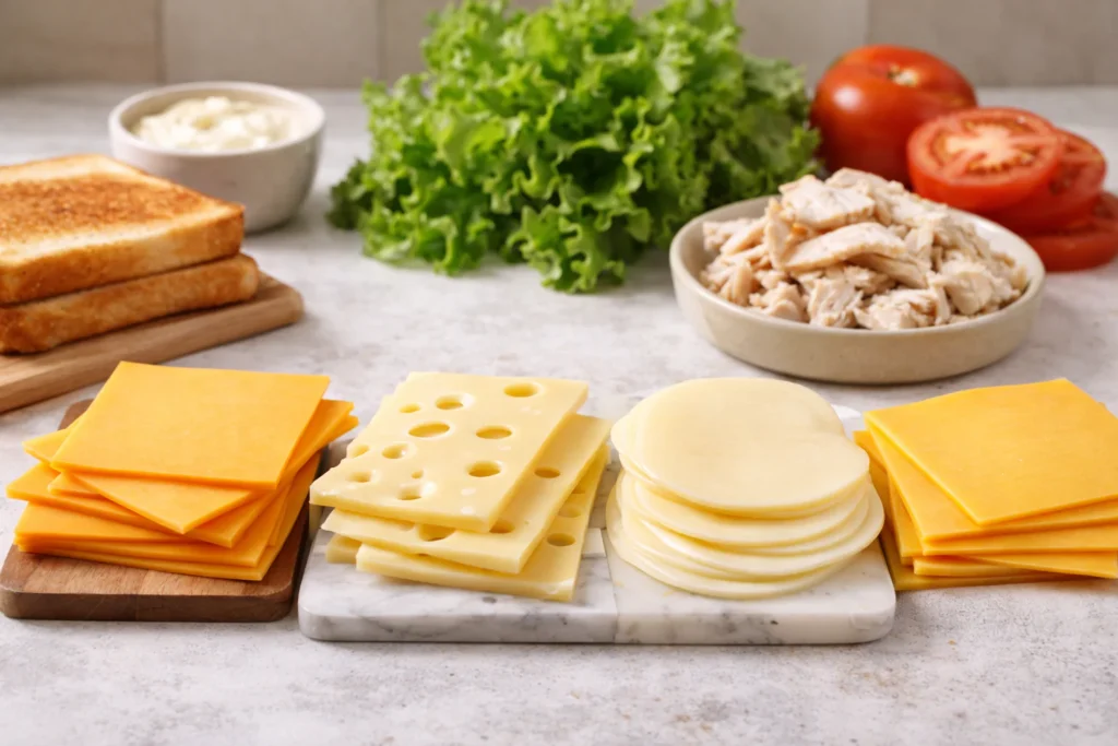 cheese options for club sandwich cheddar swiss