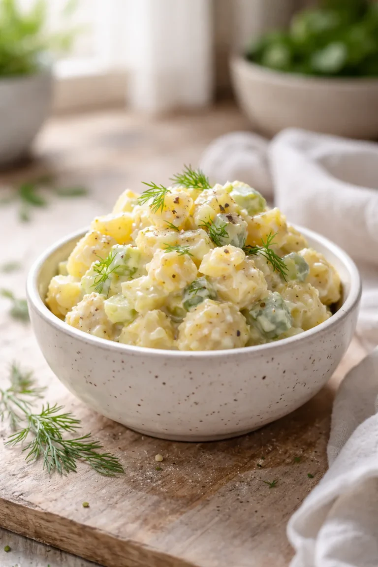 creamy potato salad with eggs and dill
