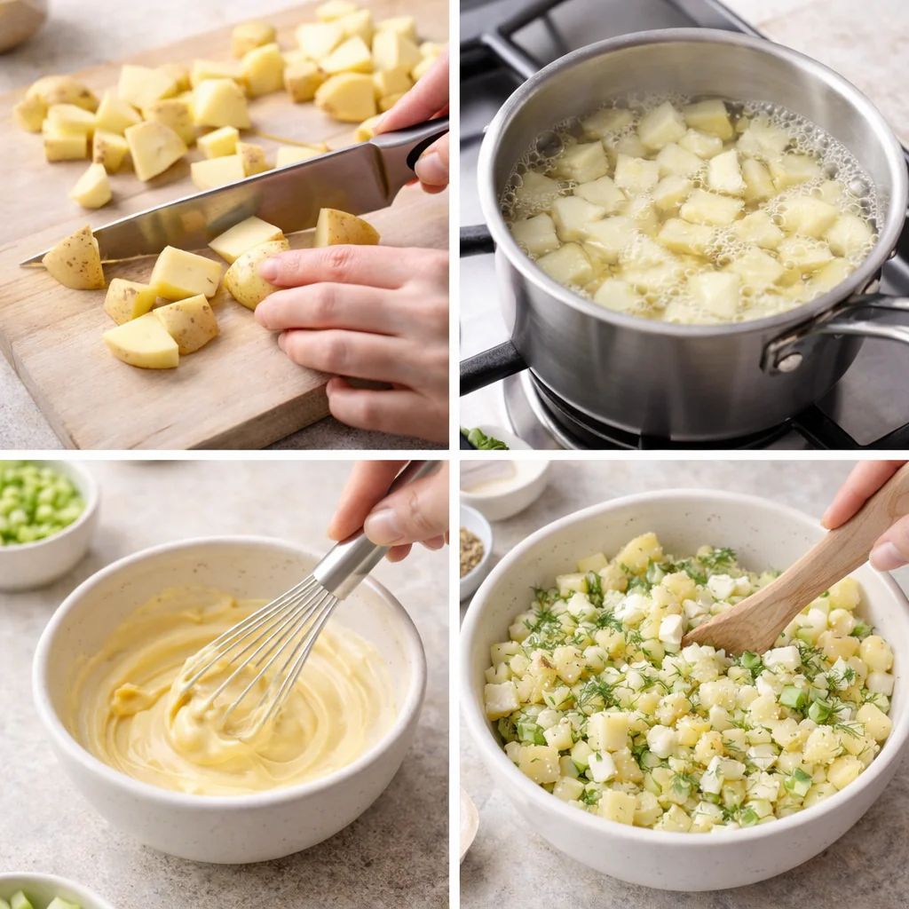 Steps for making potato salad