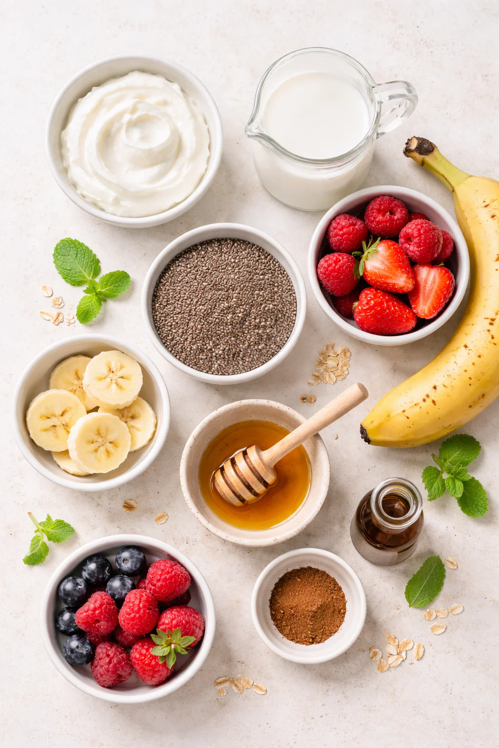 Ingredients for chia seed pudding