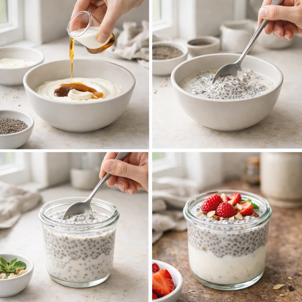 Preparing chia seed pudding
