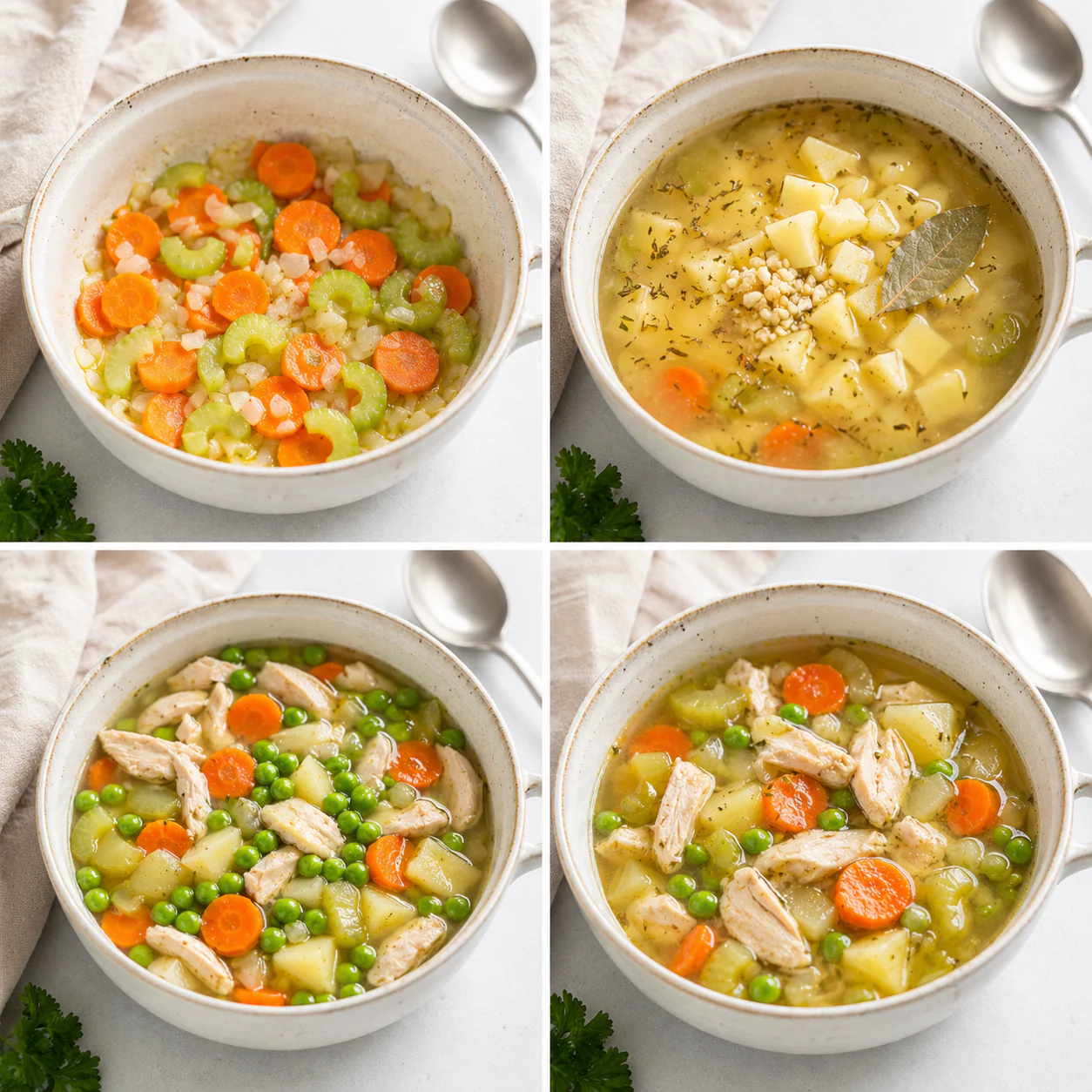 Step-by-step preparation of chicken and vegetable freezer soup