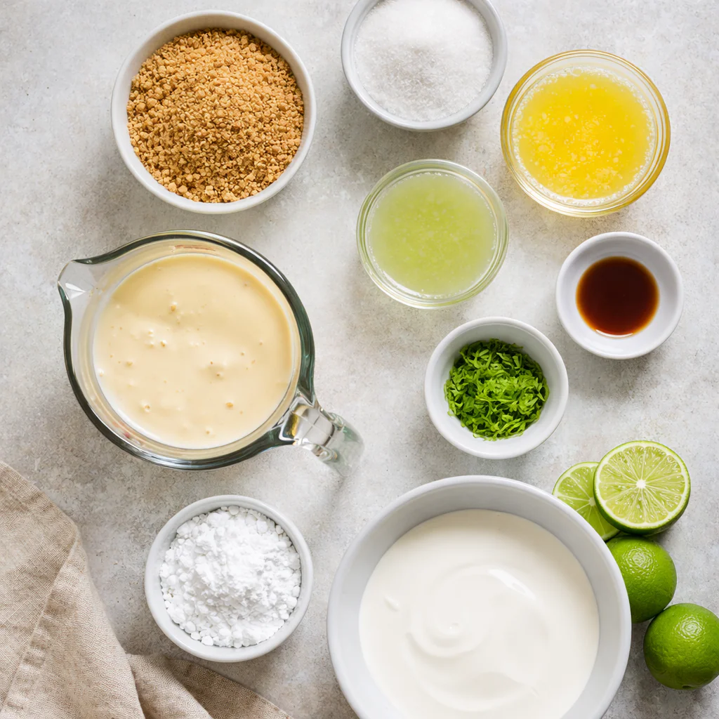 Graham cracker crumbs condensed milk limes and whipped cream