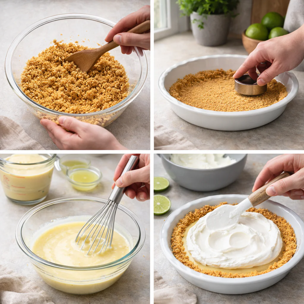 Steps to prepare no bake key lime pie in small dishes