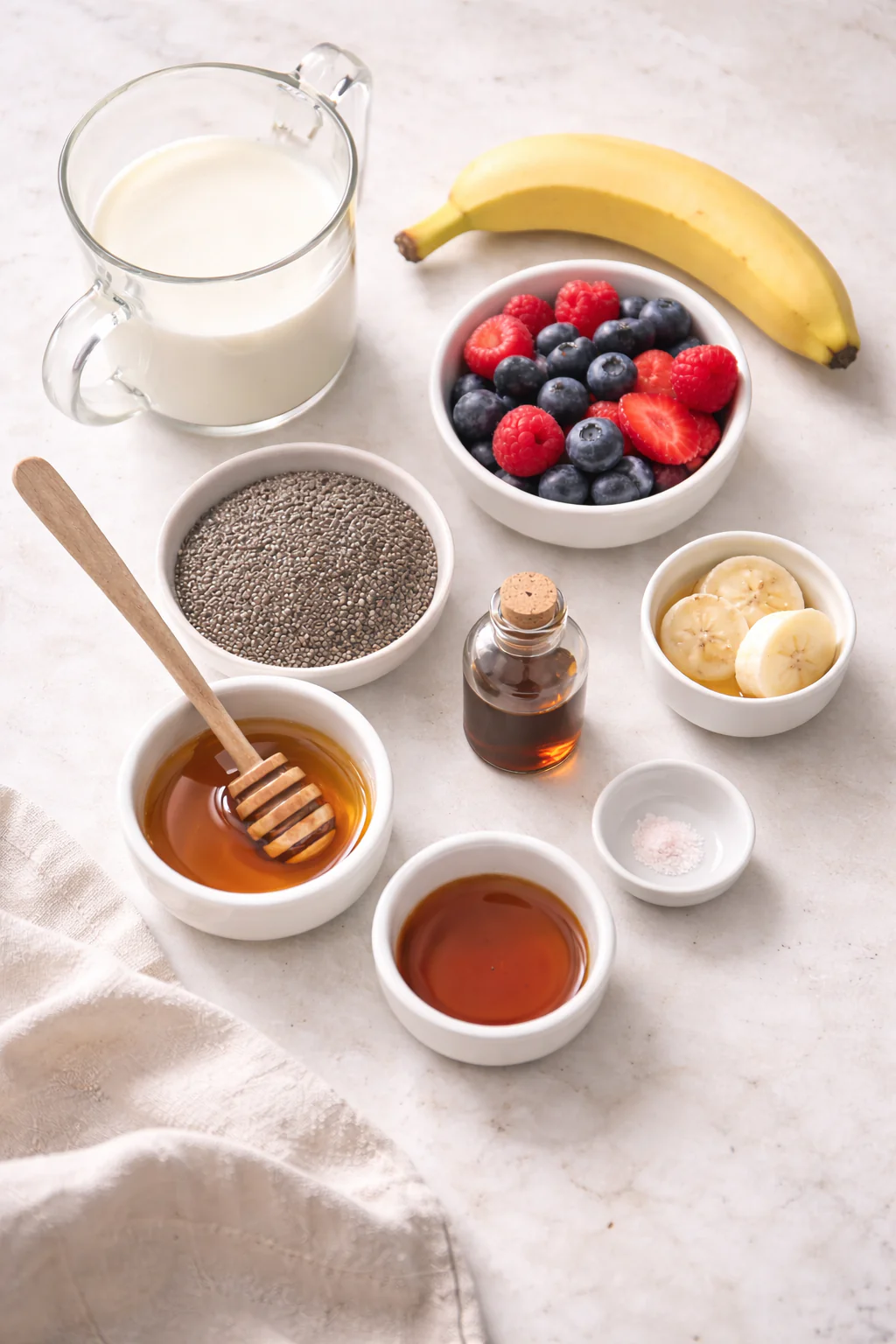 Ingredients for chia seed pudding