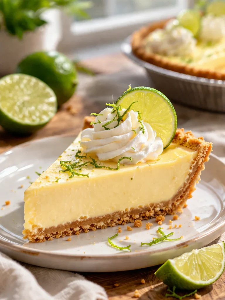 key lime pie slice creamy filling graham crust