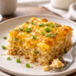 cheesy egg bake with hash browns slice