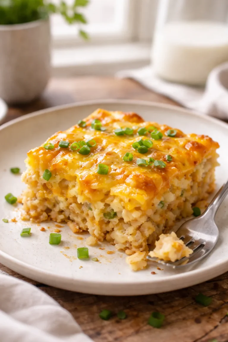 cheesy egg bake with hash browns slice