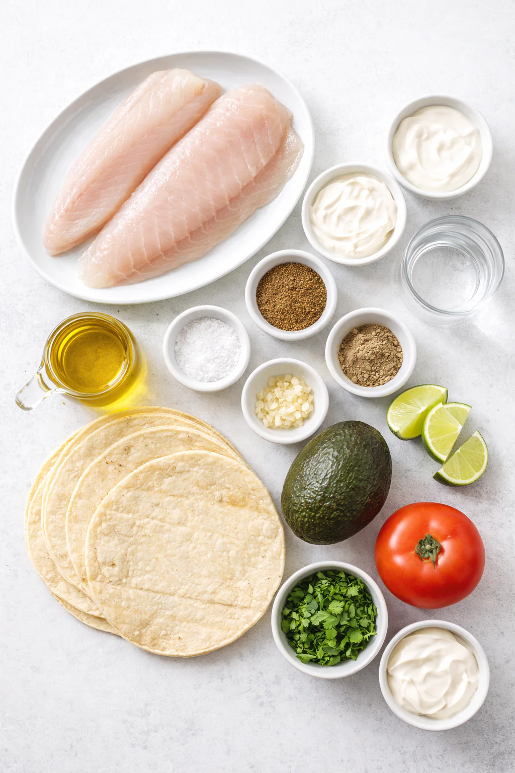 Ingredients for fish tacos