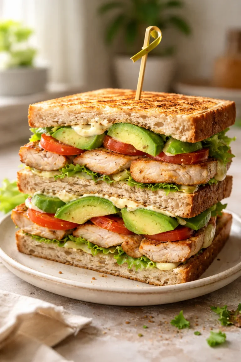 grilled chicken avocado club sandwich