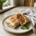 Ground beef and rice freezer burritos with melted cheese
