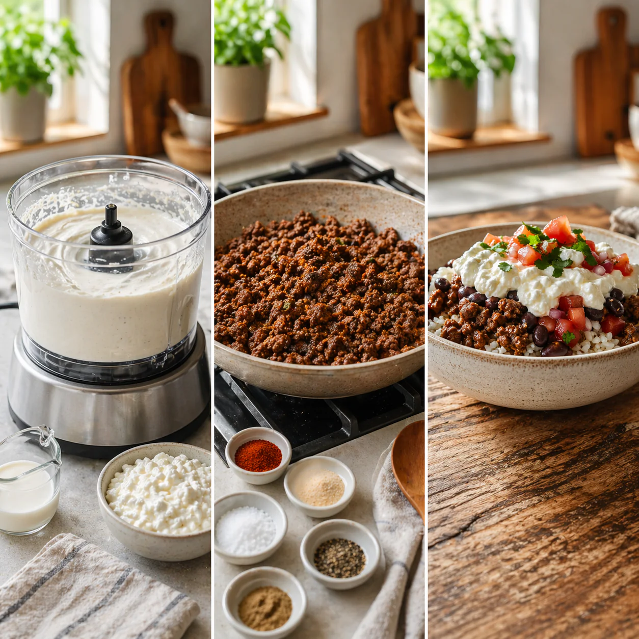 Steps to make the taco bowl