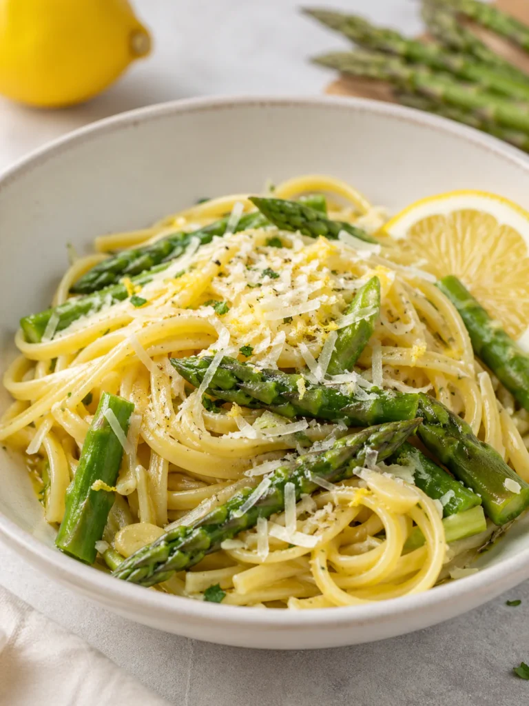 Lemon asparagus pasta with parmesan