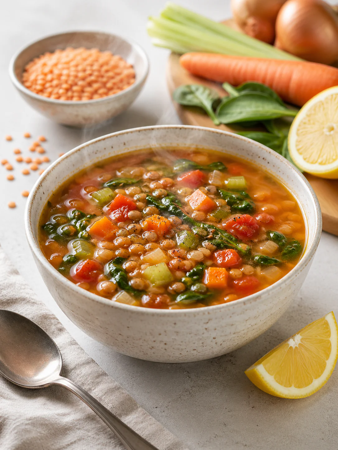 Lentil vegetable soup for gut health