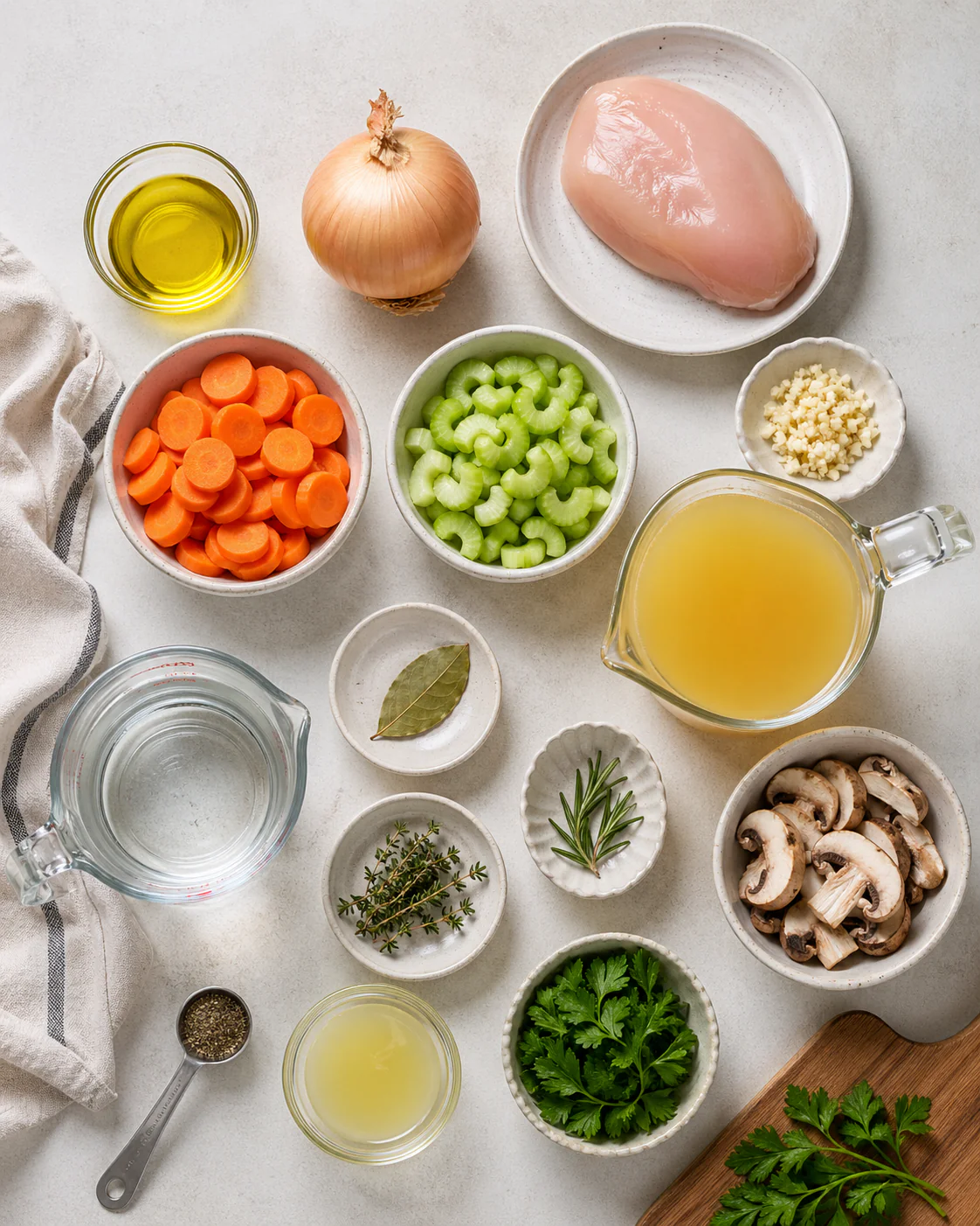 Ingredients for low-sodium chicken soup