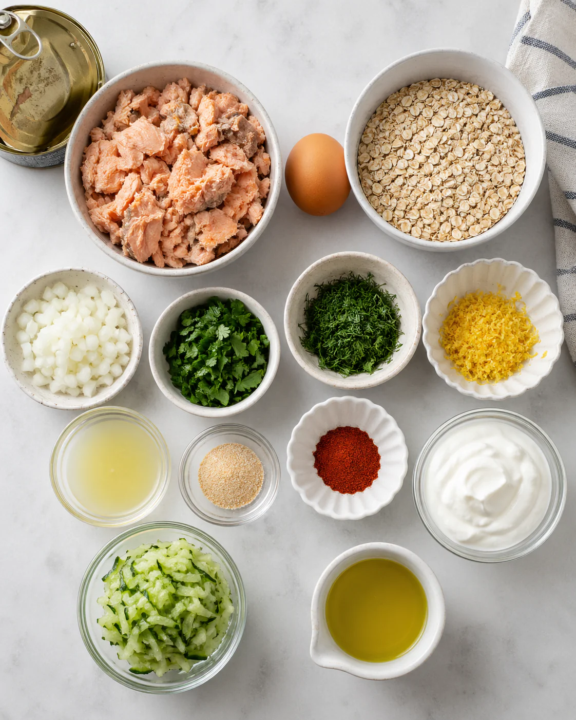 Ingredients for low-sodium salmon patties