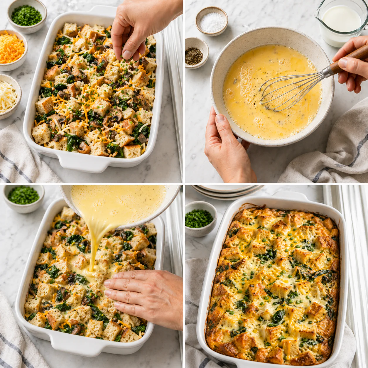 Step by step make ahead egg casserole brunch