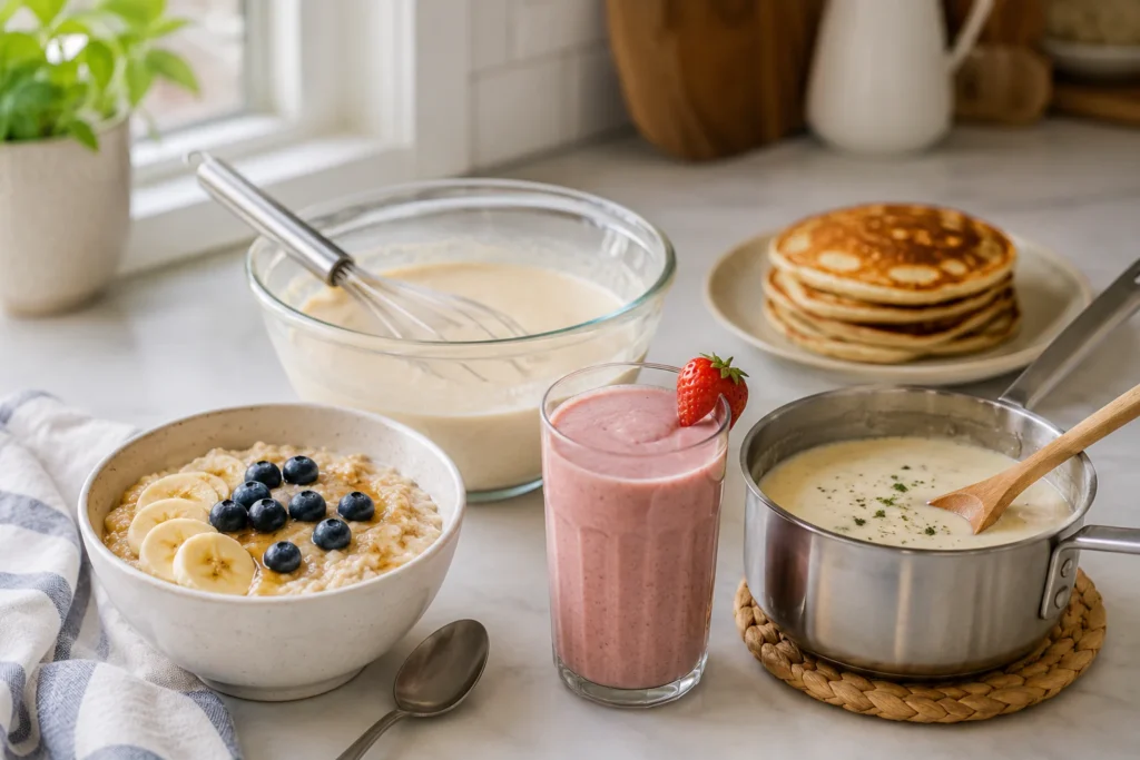 Best ways to use thawed milk in oatmeal pancakes smoothies and sauces