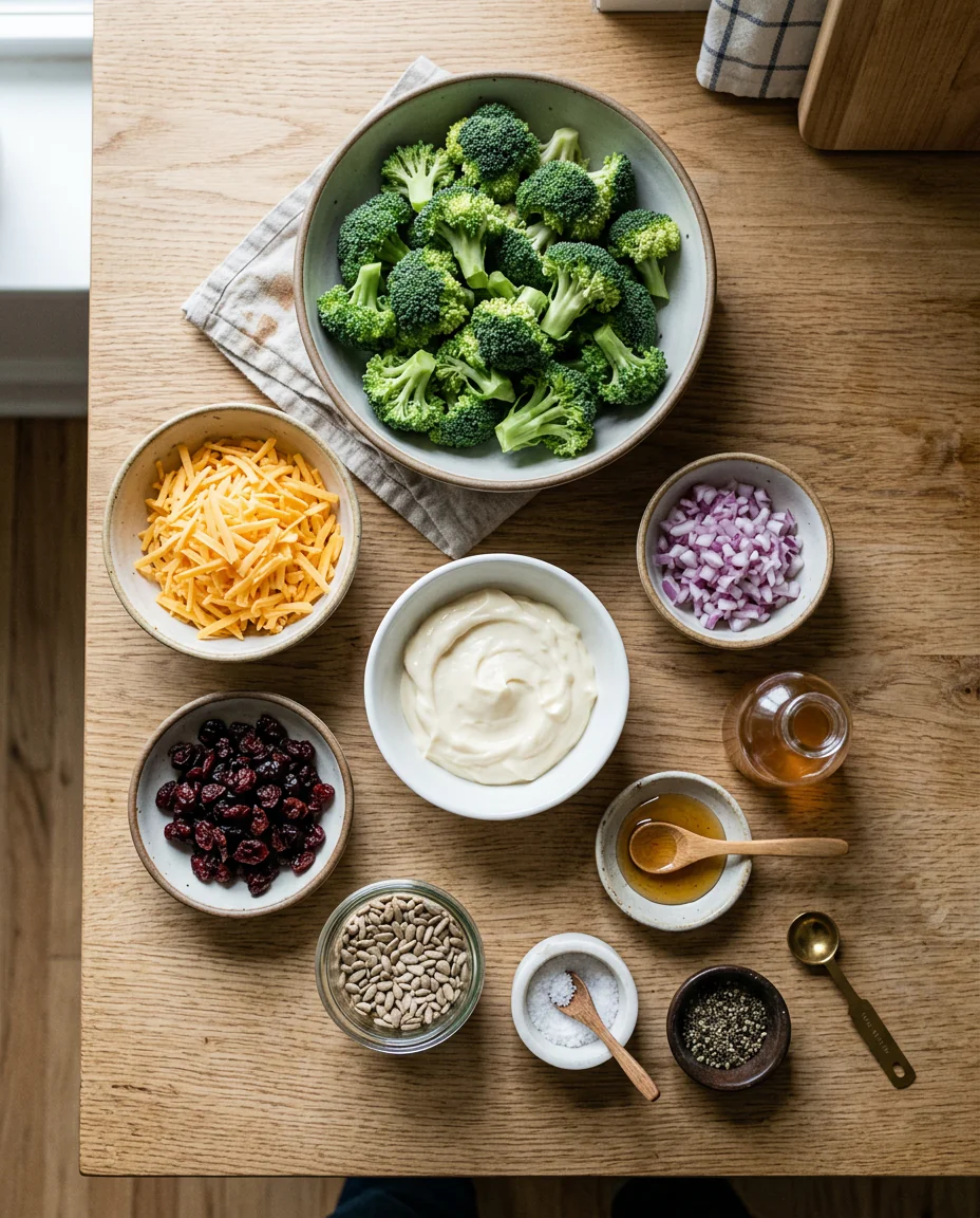 Ingredients for broccoli salad without bacon