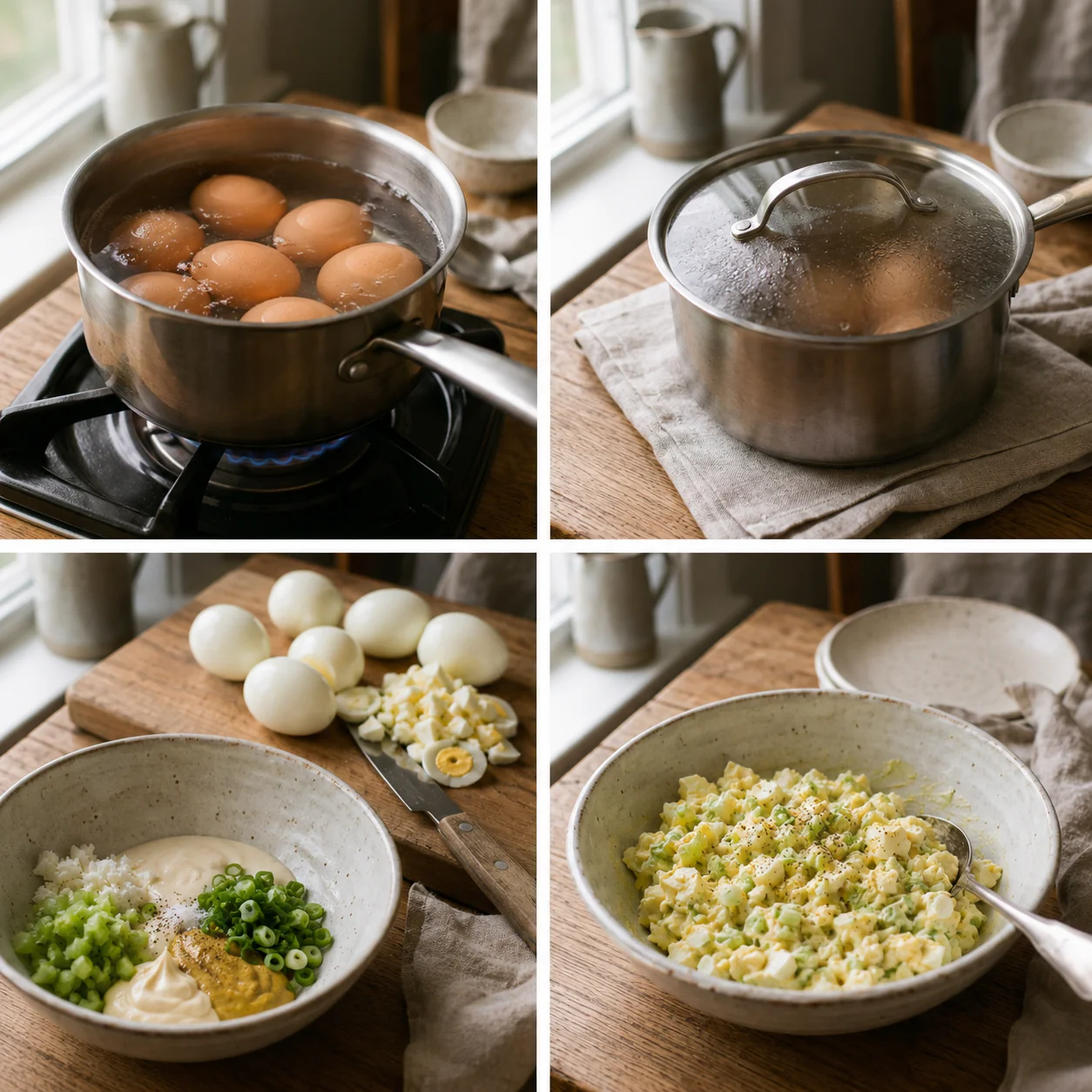 Step-by-step preparation of classic egg salad