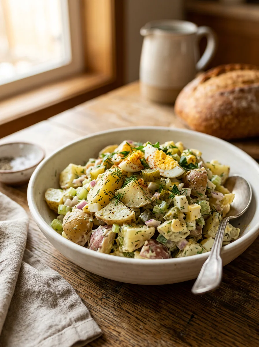 Creamy potato salad served as a classic side dish