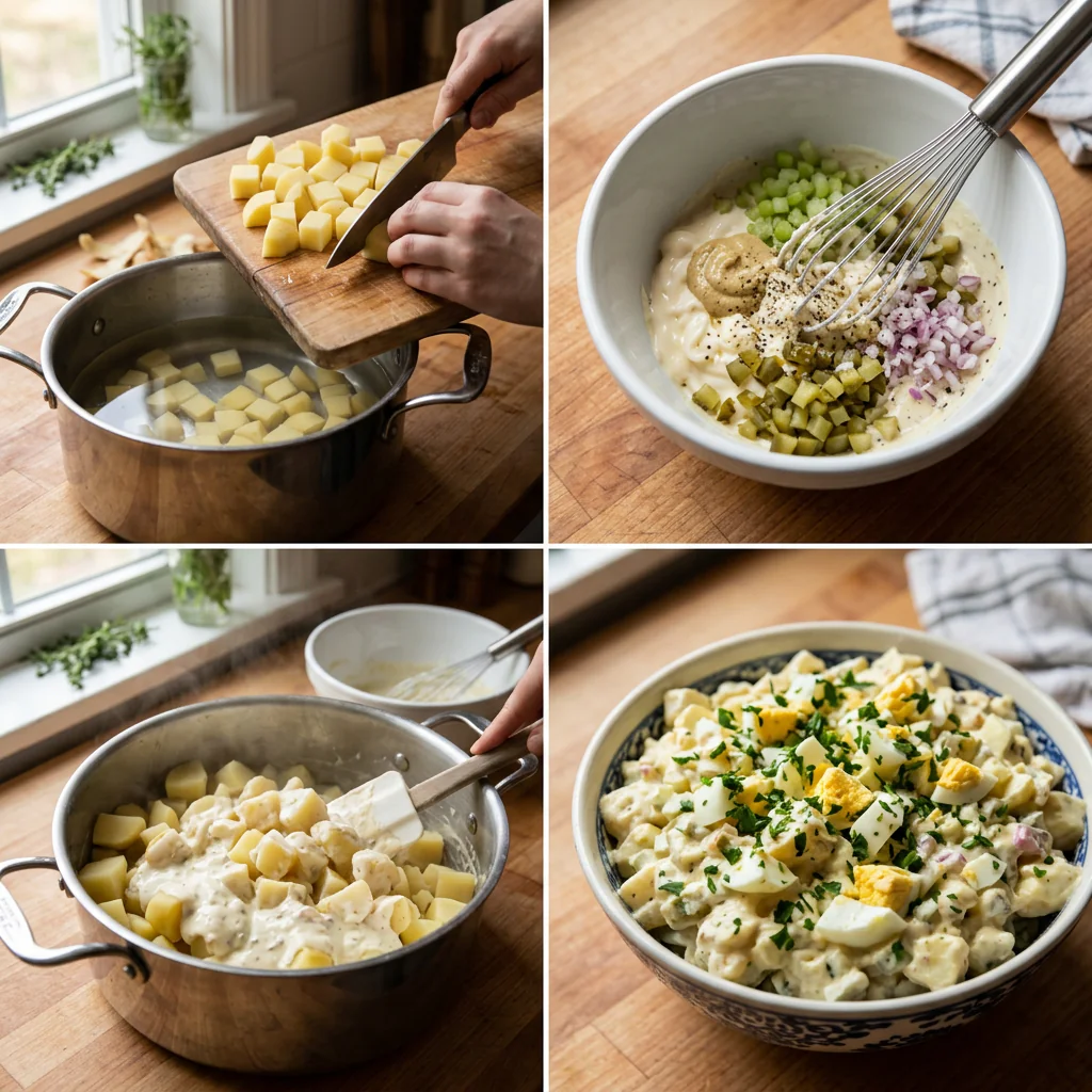 Step-by-step preparation of creamy potato salad