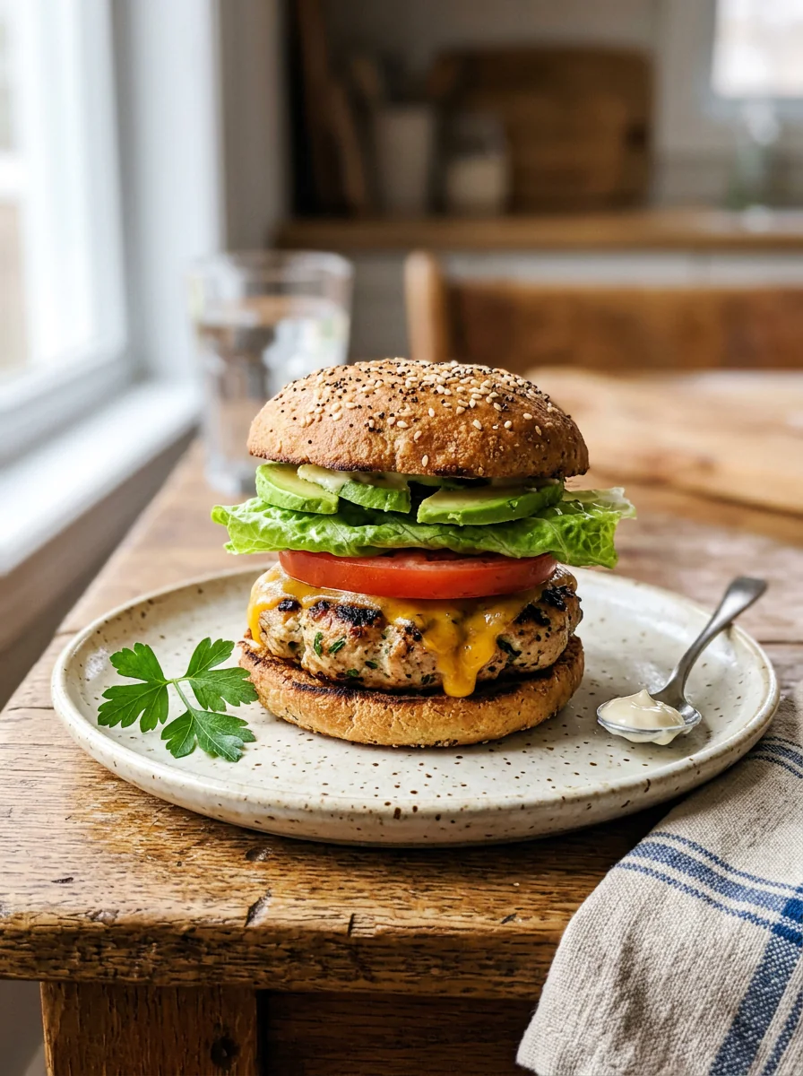 Keto chicken burger served as a low carb meal
