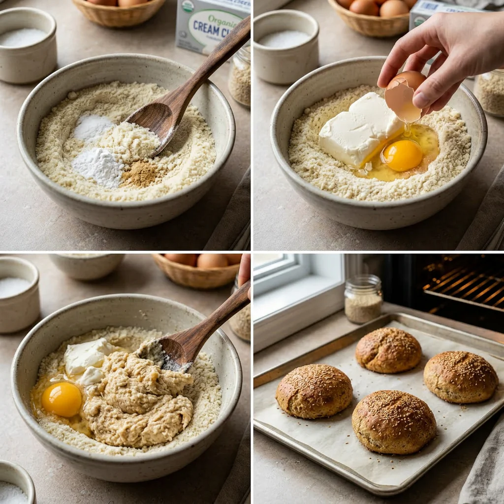 Step by step preparation of keto burger buns
