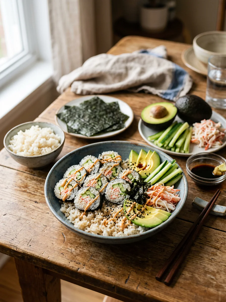 California roll sushi on a serving plate