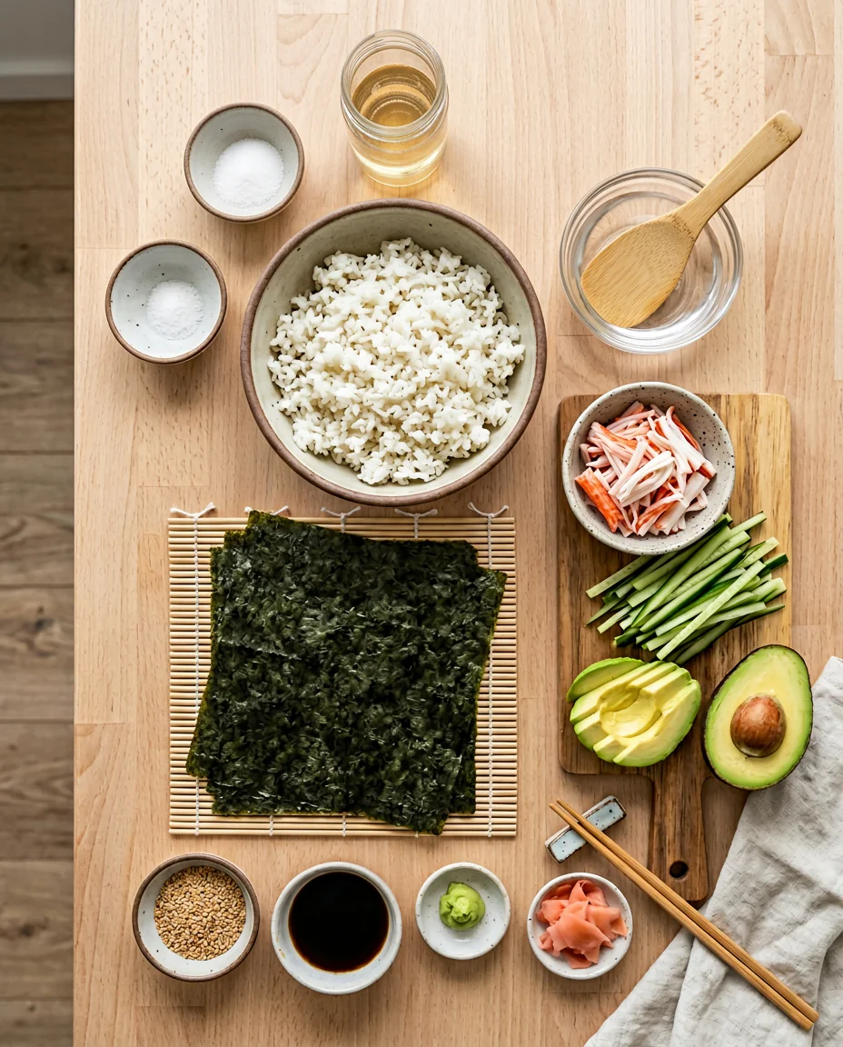 Ingredients for making California roll