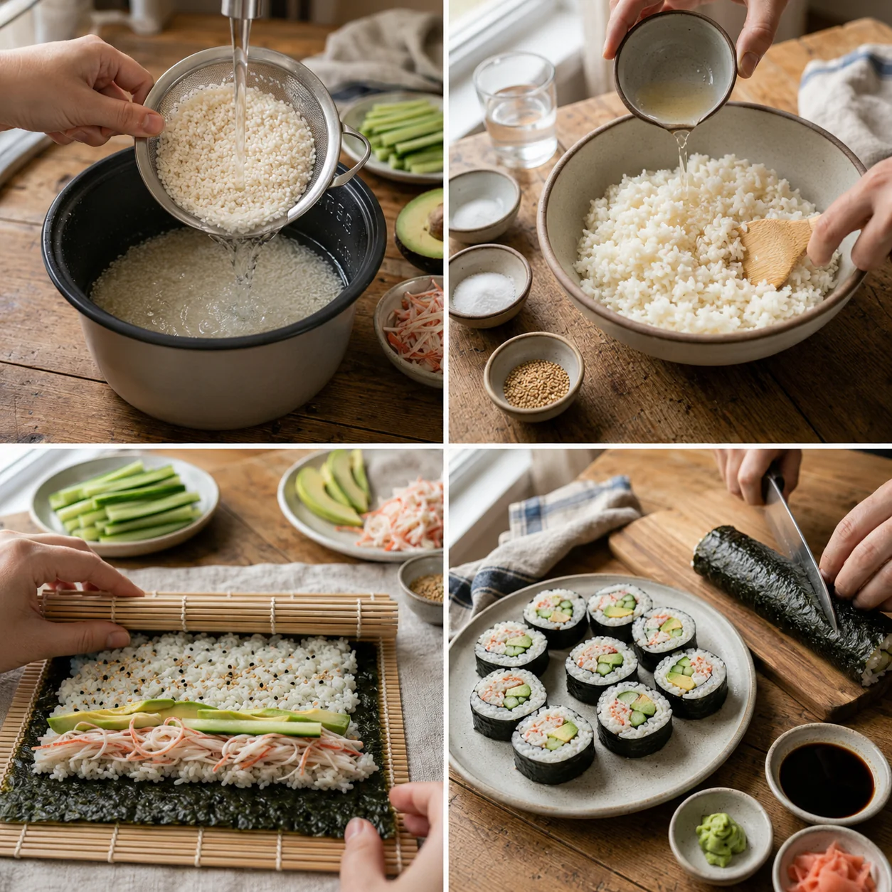 Steps for rolling California sushi