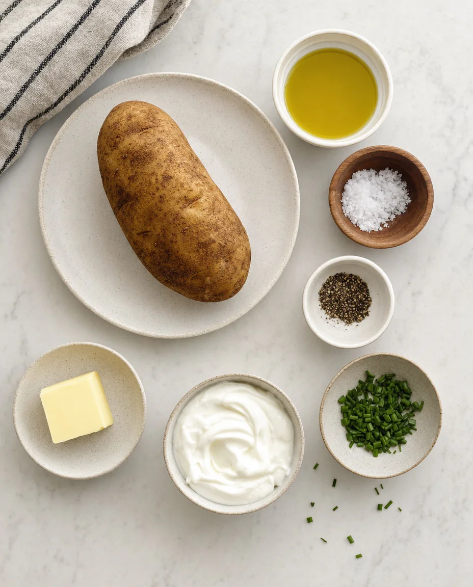 Ingredients for air fryer jacket potato quick recipe